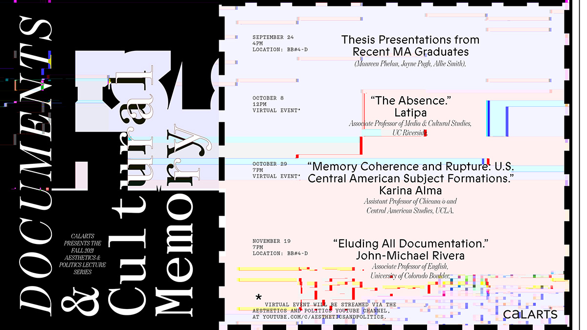 Aesthetics & Politics Lecture Series Fall 2021 Poster
